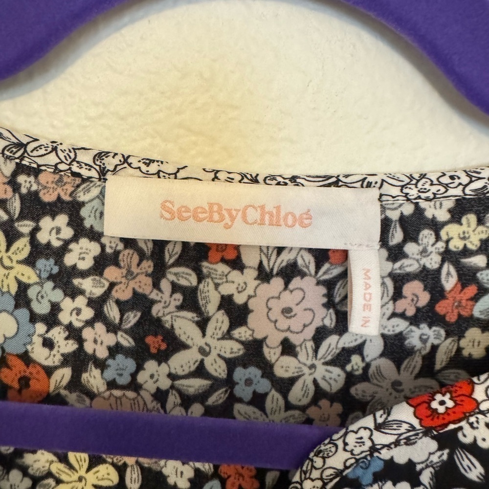 See by Chloe Janice Patchwork Blouse Floral Size FR36 US 4 EUC - Picture 7 of 9